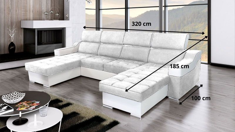 Canapé panoramique réversible ROGNAC convertible schéma