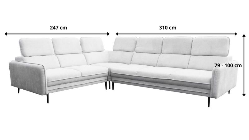 Canapé d'angle à gauche JUVIGNAC Terminal avec têtières schéma