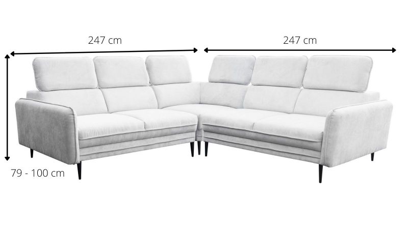 Canapé angle symétrique JUVIGNAC avec têtières schéma