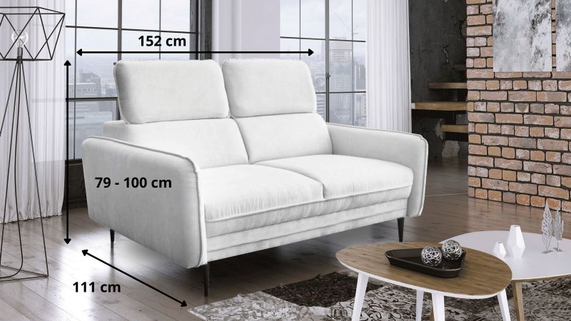 Canapé 2 places JUVIGNAC avec têtières schéma