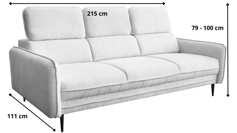 Canapé 3 places JUVIGNAC avec têtières schéma
