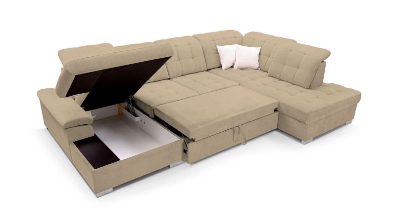 Canapé panoramique MONTPELLIER méridienne à gauche avec dos avance - recule