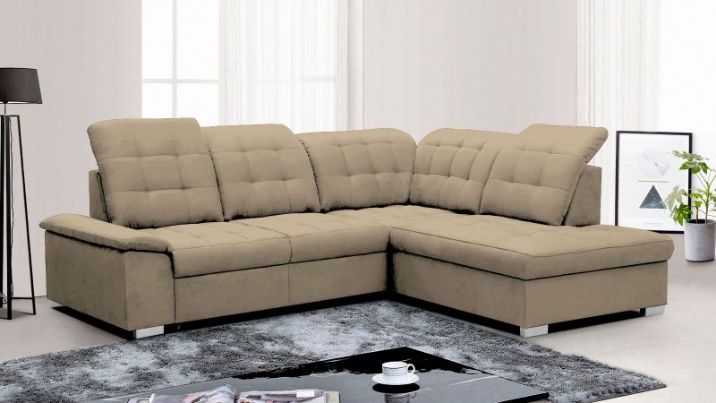 Canapé angle MONTPELLIER Terminal à droite avec dos avance - recule convertible avec coffre