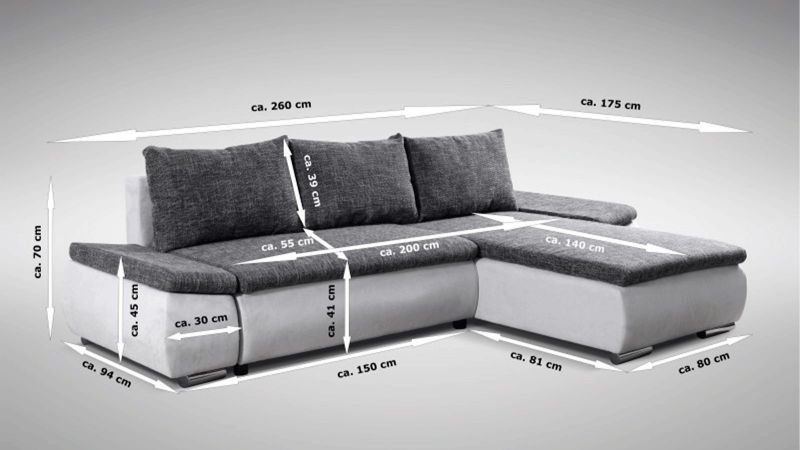 Canapé angle à gauche ALBI convertible avec coffre