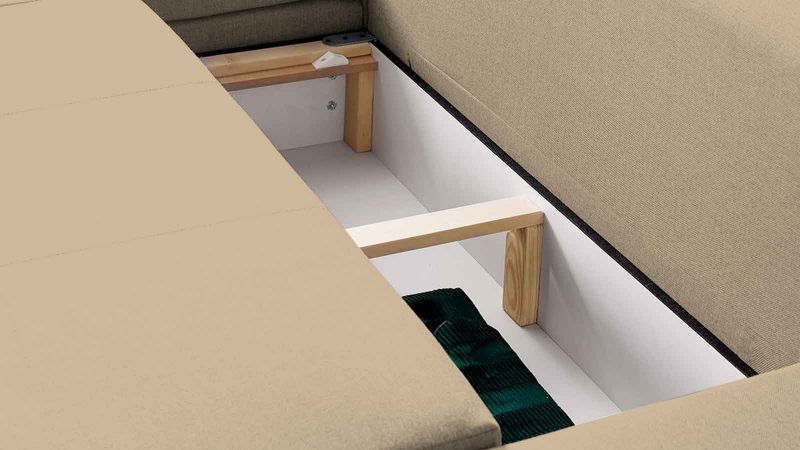 Canapé panoramique ALBI méridienne à droite convertible avec coffre - GAMME PROMO