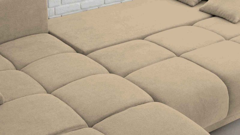 Canapé lit beige d'angle à gauche ARCACHON convertible