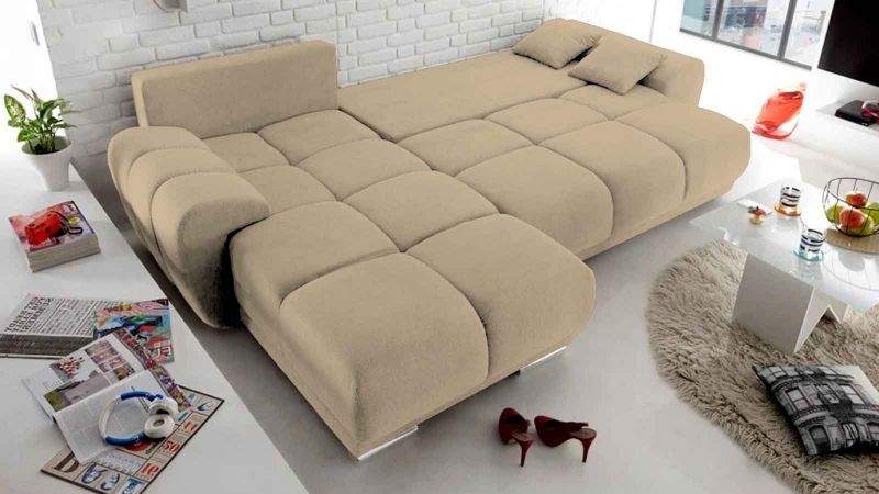 Canapé lit d'angle à gauche ARCACHON beige convertible