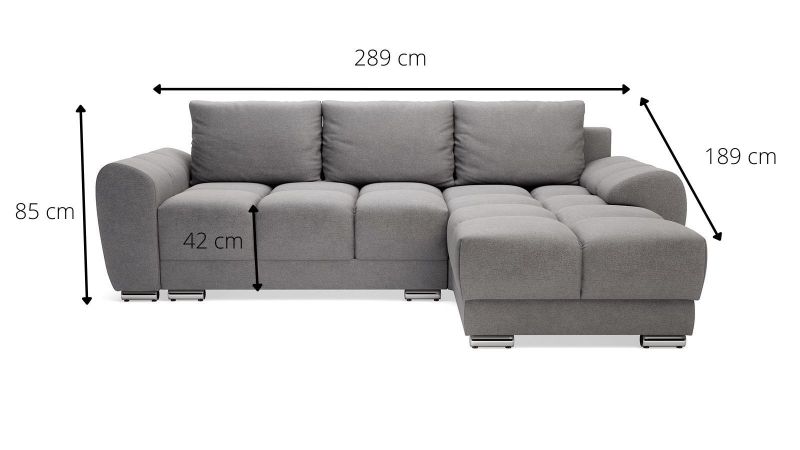 Canapé d'angle à gauche ARCACHON convertible pieds schéma