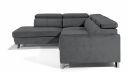 Sofa d'angle gauche AVEZE Terminal convertible avec têtière et coffre gris sidéral