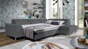 Canapé d'angle droite AVEZE Terminal convertible en lit gris avec têtière et coffre