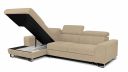Canapé d'angle gauche AVEZE convertible avec têtière et beige coffre ouverture