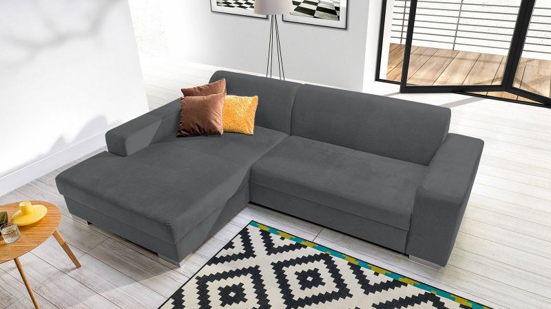 Canapé d'angle gauche COMPS convertible avec coffre