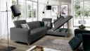 Canapé d'angle droit MENDE XL convertible avec coffre et 5 têtières amovibles