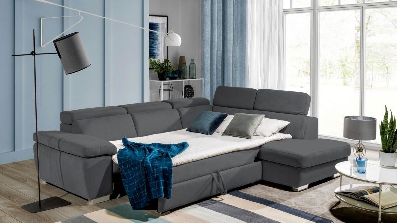 Canapé d'angle à droite ROUET convertible avec coffre