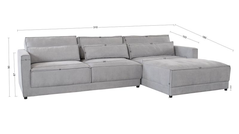 Canapé SAINT GENIES méridienne à gauche