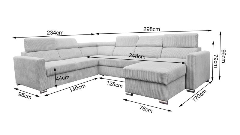 Canapé panoramique SAINT-JUST méridienne à droite