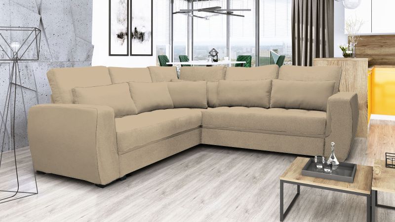 Canapé angle symétrique réversible BEAUCAIRES convertible avec coussins