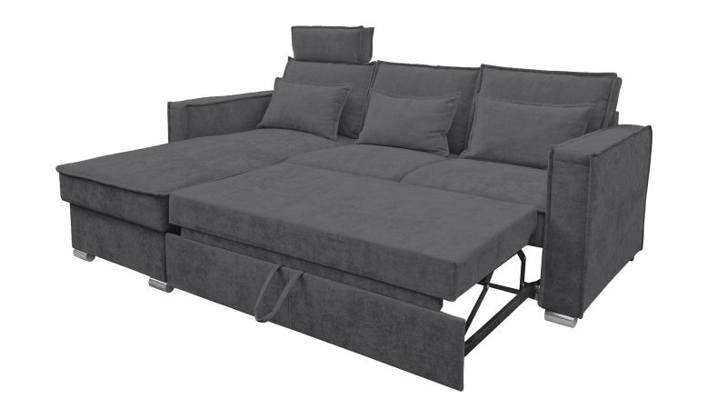 Canapé méridienne à gauche PALAVAS convertible avec coffre et têtières inclinables