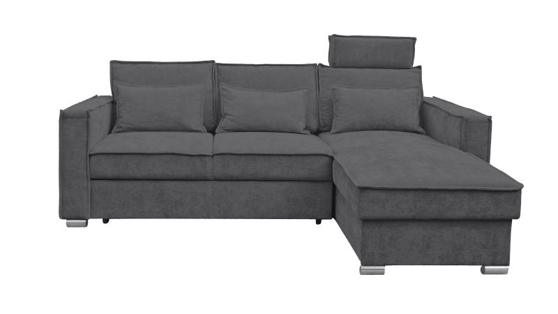 Canapé méridienne à droite PALAVAS convertible avec coffre et têtières inclinables