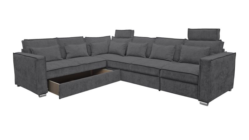 Canapé terminal à gauche PALAVAS XL convertible avec coffre et têtières