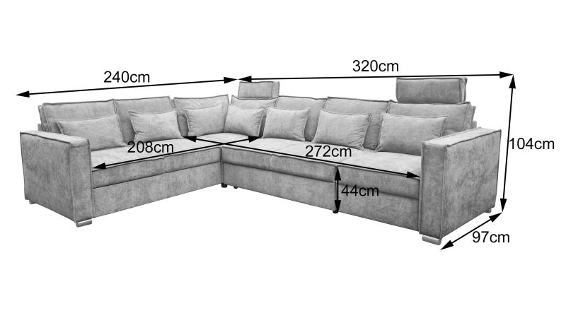 Canapé terminal à droite PALAVAS XL convertible avec coffre et têtières