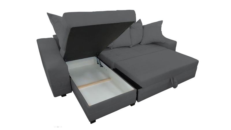 Canapé angle réversible LODEVE convertible avec coussins et coffre