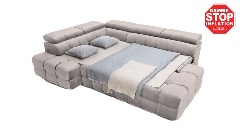 Canapé ANDUZE BIS convertible avec coffre et têtières réglables angle à gauche - GAMME OFFRE SPECIALE