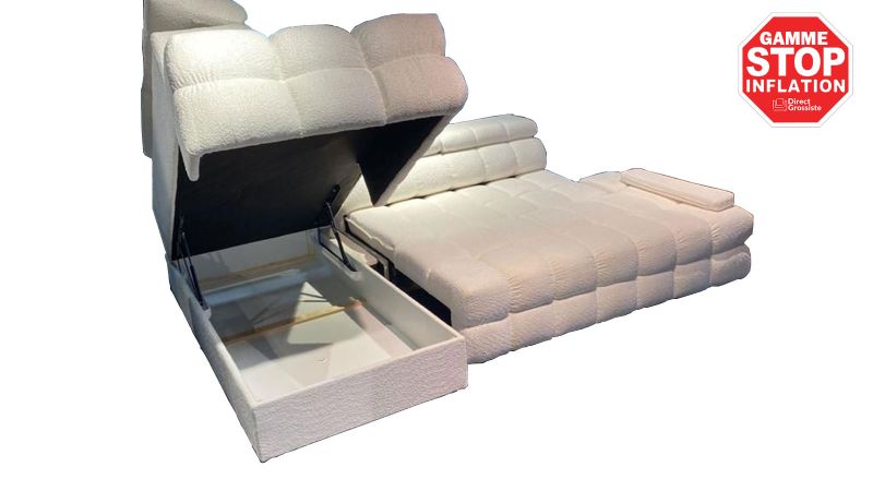 Canapé ANDUZE BIS convertible avec coffre et têtières réglables angle à gauche - GAMME OFFRE SPECIALE