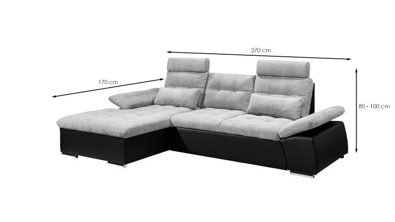 Canapé angle à gauche MAUGUIO méridienne convertible