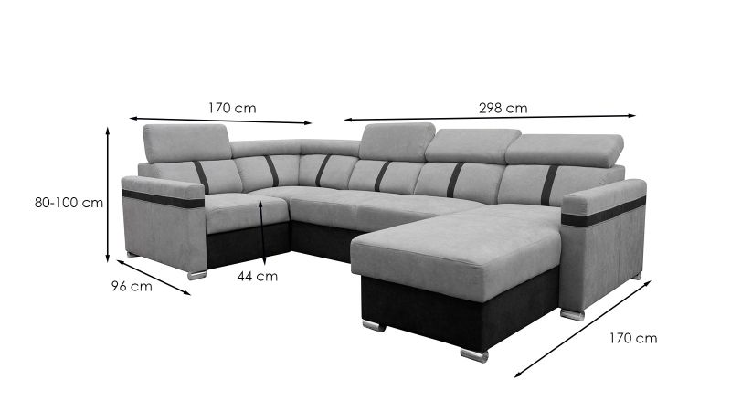 Canapé panoramique MALAGAS convertible avec têtières réglables