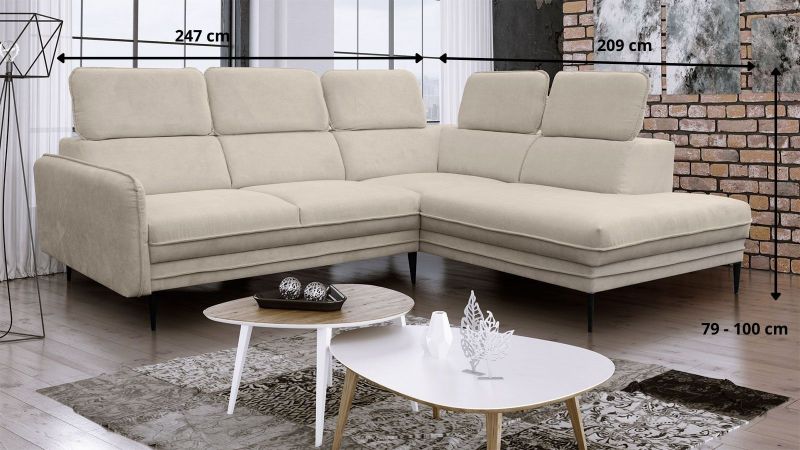 Canapé d'angle à gauche JUVIGNAC Terminal avec têtières