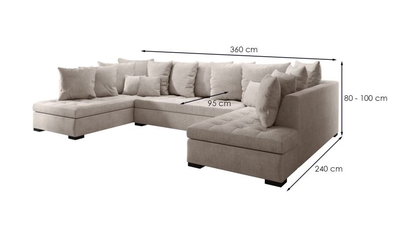 Canapé panoramique LANÇON LUXE XXL angles symétriques - GAMME PROMO