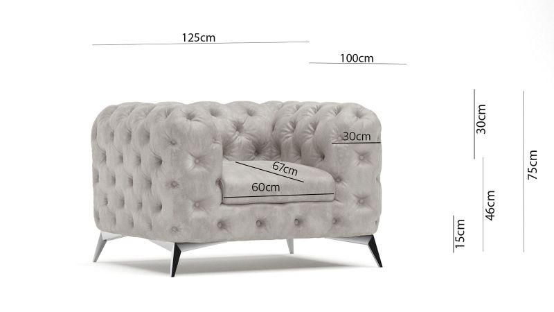 Fauteuil CASSIS design Chesterfield avec pieds noirs