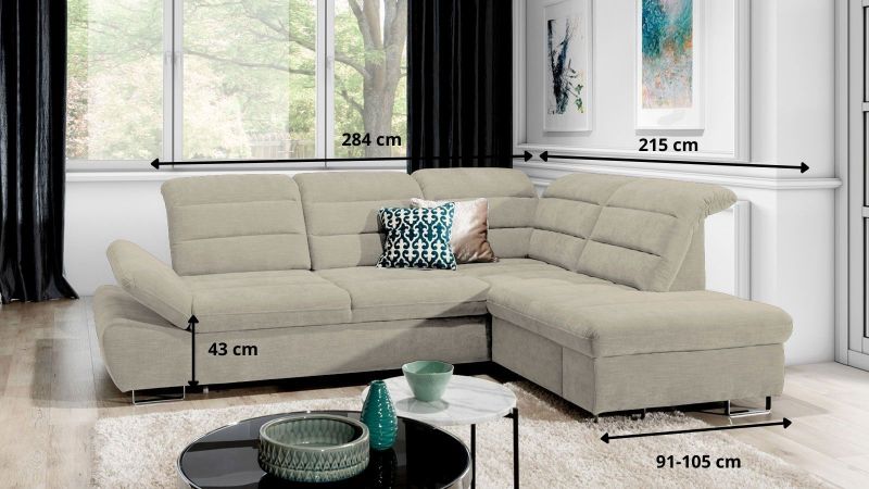 Canapé d'angle à gauche ROUSSILLON Terminal convertible avec assises coulissantes et coffre