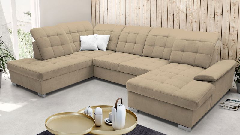 Canapé panoramique MONTPELLIER XL méridienne à droite avec dos avance - recule