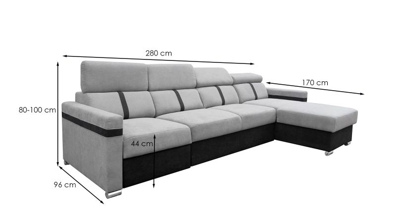 Canapé angle MALAGAS Maxi relax convertible méridienne à gauche avec têtières réglables
