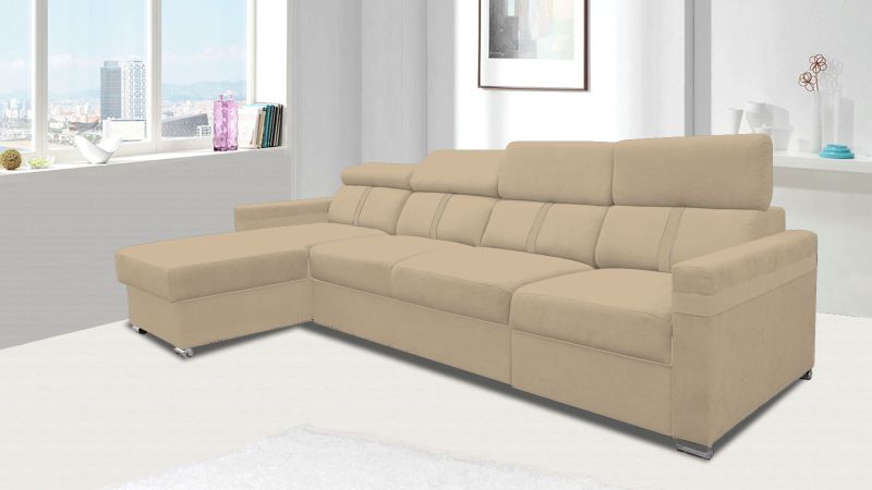 Canapé angle MALAGAS Maxi relax convertible méridienne à gauche avec têtières réglables