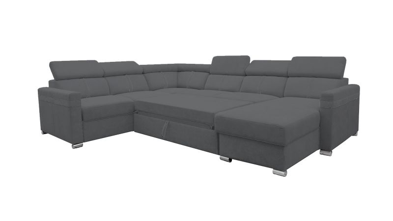 Canapé panoramique MALAGAS XL relax convertible méridienne à droite avec têtières réglables