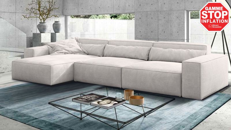 Canapé SABLET XL BIS ultra moelleux méridienne à gauche - GAMME OFFRE SPECIALE