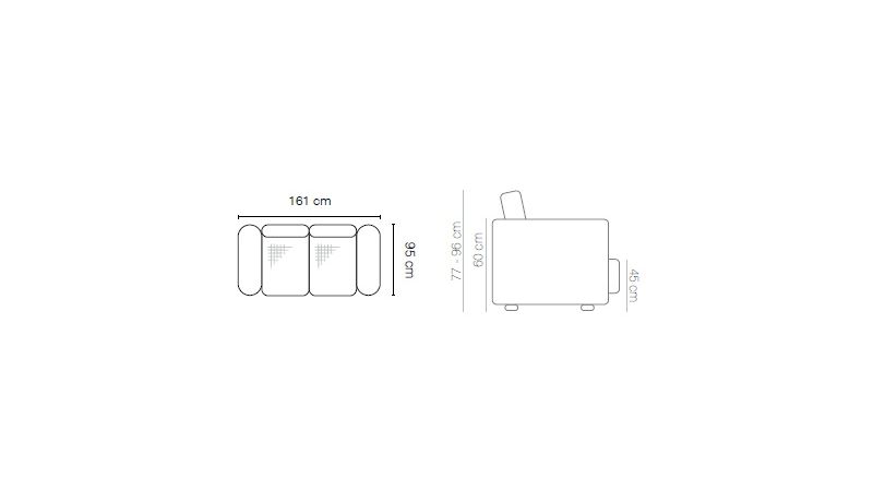 Canapé 2 places POMEROLS avec têtières réglables schéma