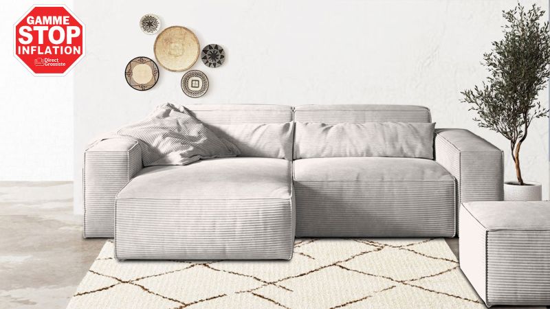 Canapé SABLET BIS ultra moelleux méridienne à gauche  - GAMME OFFRE SPECIALE