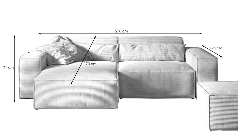 Canapé SABLET BIS ultra moelleux méridienne à droite - GAMME OFFRE SPECIALE