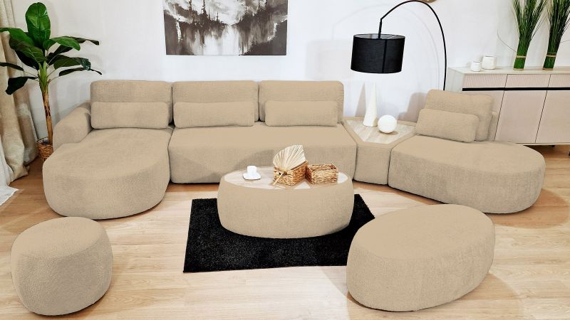 Canapé SAINT-GILLES Panoramique XXL BAR convertible méridienne gauche droit - méridienne droite 45°