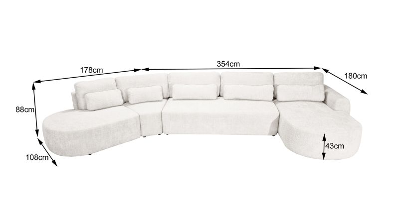 Canapé SAINT-GILLES Panoramique XL convertible méridienne gauche 45° - méridienne droite droit