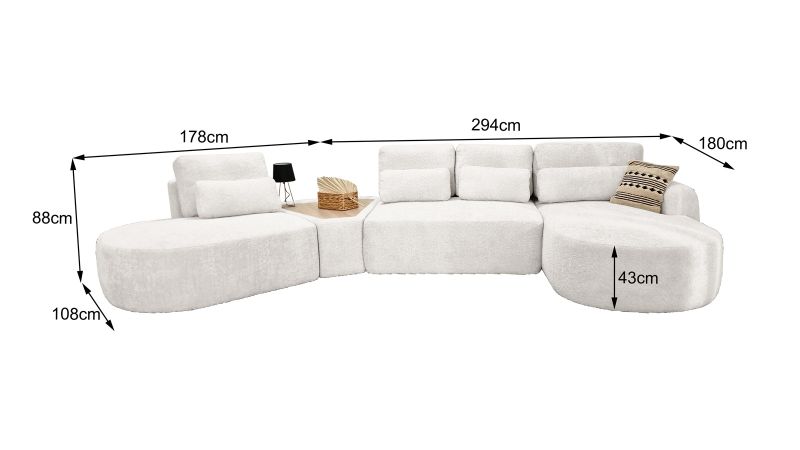 Canapé SAINT-GILLES Panoramique convertible méridienne gauche 45° - méridienne droite droit