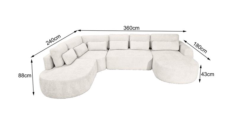 Canapé SAINT-GILLES Panoramique convertible méridienne gauche droit - angle à droite