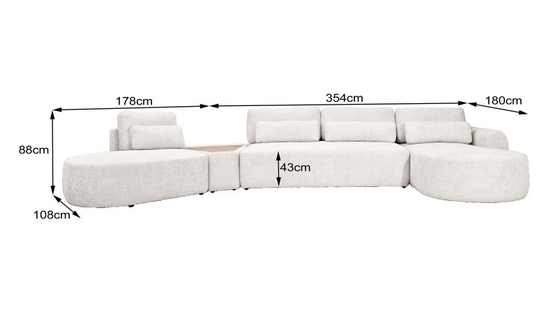 Canapé SAINT-GILLES Panoramique XXL BAR convertible méridienne gauche 45° - méridienne droite droit