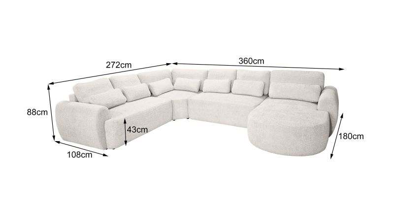 Canapé SAINT-GILLES Panoramique convertible méridienne gauche droit - angle à droite terminal