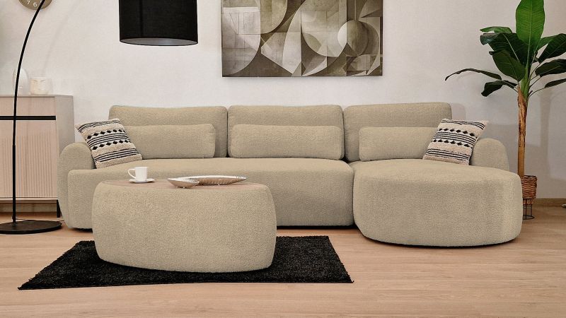 Canapé SAINT-GILLES XL angle convertible coffre méridienne à droite