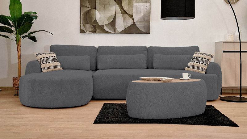 Canapé SAINT-GILLES XL angle convertible coffre méridienne à gauche